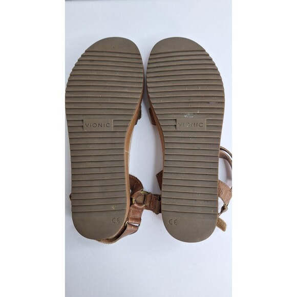 VIONIC Kayan Tan Leather Strappy Orthotic Platform Sandals Sz 11 Comfort Walking - Picture 7 of 9